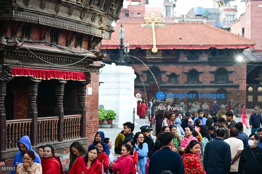 KATHMANDU, NEPAL, OCTOBER 20, 2026: Devotees queue to enter Taleju Bhawani Temple at Hanuman Dhoka Durbar Square in Kathmandu on Maha Nawami, the ninth day of Dashain. The historic temple opens to the general public only once a year on this occasion, allowing worshippers to offer prayers to Goddess Taleju Bhawani. (Photo by Safal Prakash Shrestha/JNA Press via Nexpher Images)