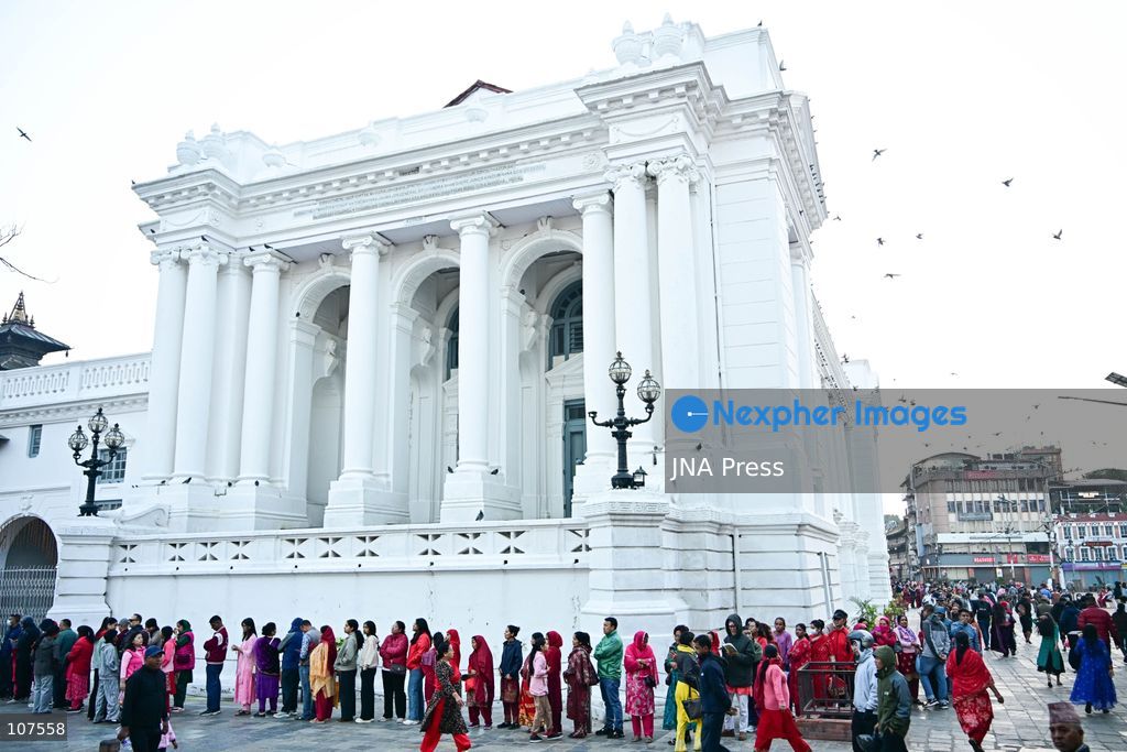 KATHMANDU, NEPAL, OCTOBER 20, 2026: Devotees queue to enter Taleju Bhawani Temple at Hanuman Dhoka Durbar Square in Kathmandu on Maha Nawami, the ninth day of Dashain. The historic temple opens to the general public only once a year on this occasion, allowing worshippers to offer prayers to Goddess Taleju Bhawani. (Photo by Safal Prakash Shrestha/JNA Press via Nexpher Images)