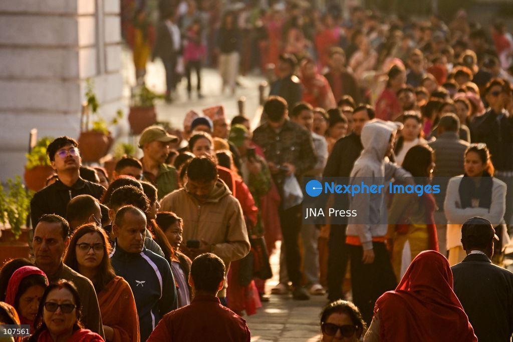 KATHMANDU, NEPAL, OCTOBER 20, 2026: Devotees queue to enter Taleju Bhawani Temple at Hanuman Dhoka Durbar Square in Kathmandu on Maha Nawami, the ninth day of Dashain. The historic temple opens to the general public only once a year on this occasion, allowing worshippers to offer prayers to Goddess Taleju Bhawani. (Photo by Safal Prakash Shrestha/JNA Press via Nexpher Images)