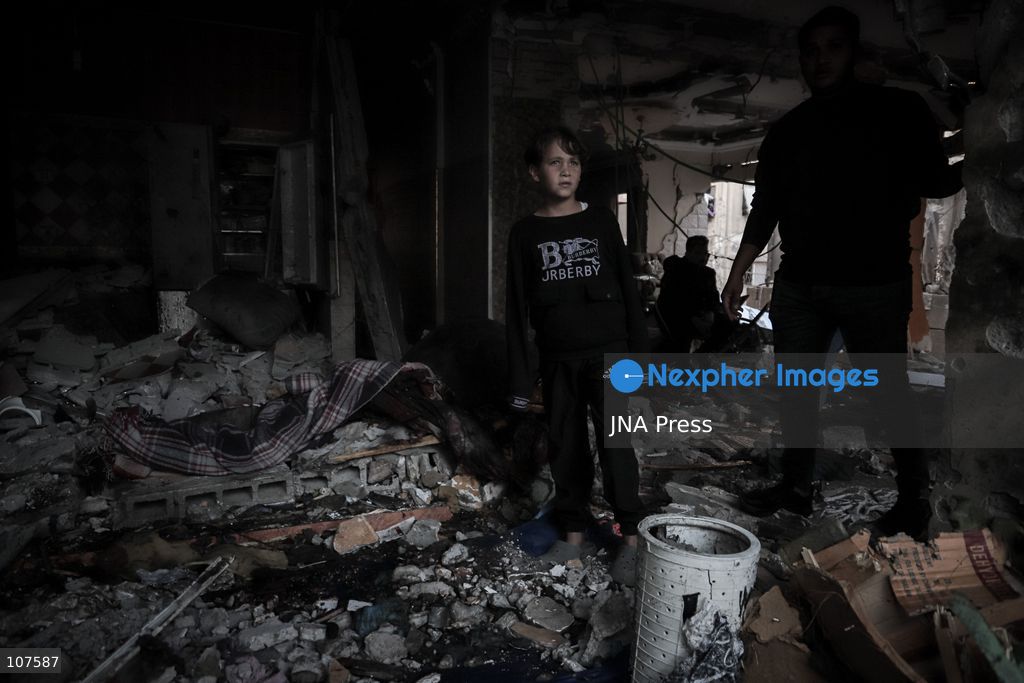 GAZA CITY, PALESTINE, OCTOBER 20, 2026: Palestinians inspect damage to a residential apartment following an Israeli airstrike in the Rimal neighbourhood of Gaza City. The early-morning strike killed Akram Yassin and his wife, according to medical sources. Skaik / JNA Press. (Photo by Mohammed M Skaik/JNA Press via Nexpher Images)