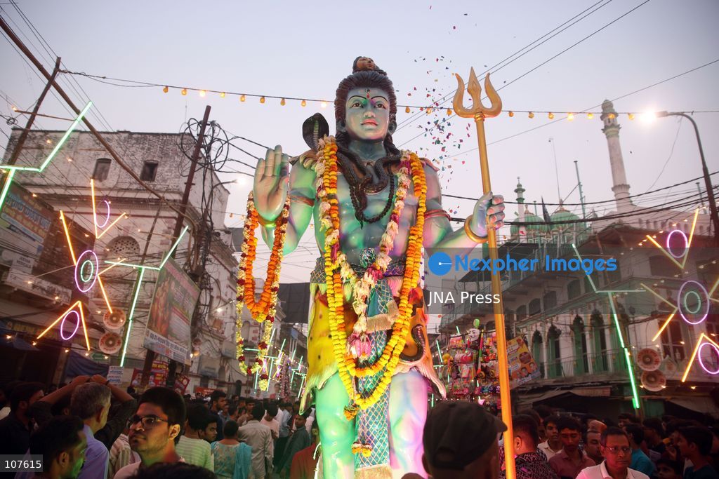 PRAYAGRAJ, INDIA - OCTOBER 20, 2026: Artists dressed as Hindu deities Rama and Lakshman sit in a tableau during a Dussehra festival procession. (Photo by Jitendra Prakash/JNA Press via Nexpher Images)