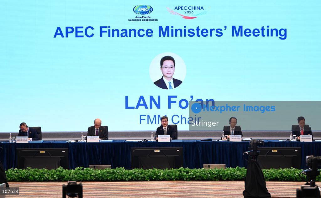 Lan Fo'an, China's Finance Minister speaking during APEC Finance Ministers' Meeting on October 20, 2026 in Hong Kong. (Photo by Stringer/Nexpher Images)