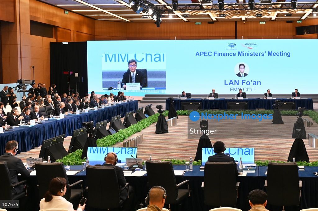 Lan Fo'an, China's Finance Minister speaking during APEC Finance Ministers' Meeting on October 20, 2026 in Hong Kong. (Photo by Stringer/Nexpher Images)