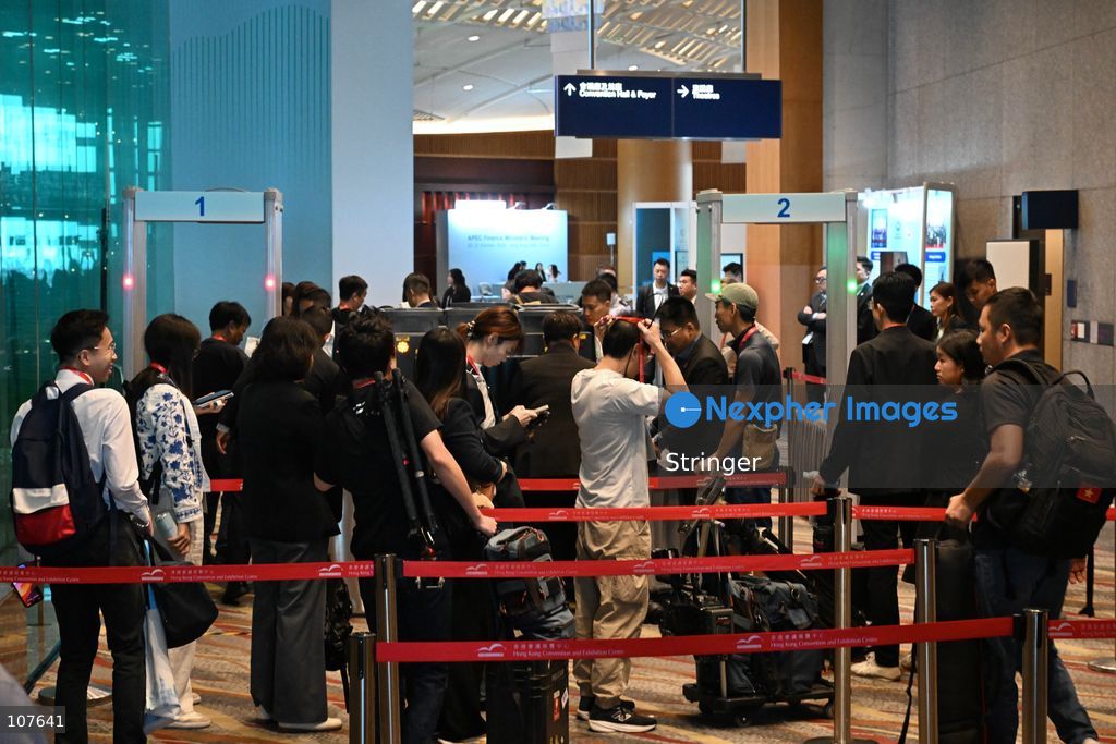 A general view showing media security check before APEC Finance Ministers' Meeting on October 20, 2026 in Hong Kong. (Photo by Stringer/Nexpher Images)