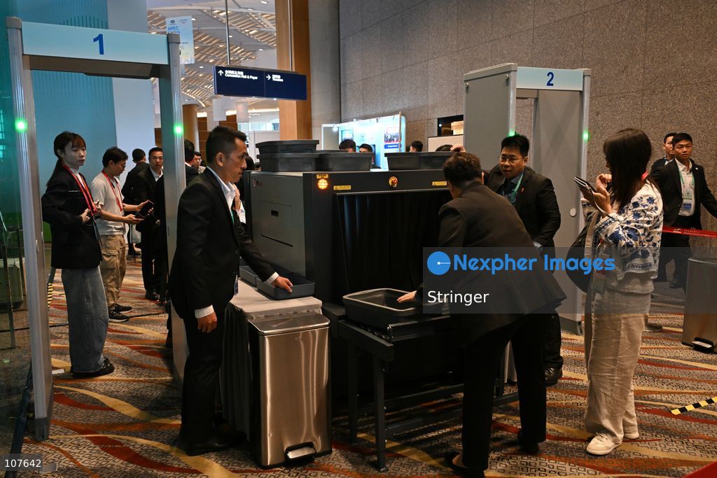 A general view showing media security check before APEC Finance Ministers' Meeting on October 20, 2026 in Hong Kong. (Photo by Stringer/Nexpher Images)