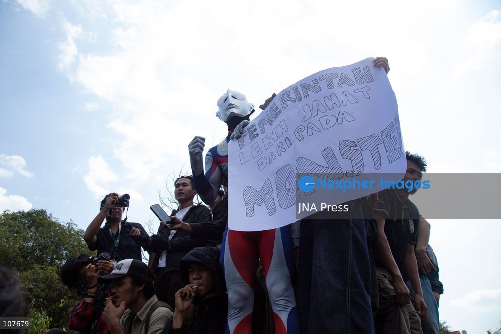 YOGYAKARTA, INDONESIA - OCTOBER 20, 2026: Students gather at the Special Region of Yogyakarta (DIY) Regional People's Representative Council (DPRD) building during a protest against the central government, which has been in office for two years. Students from Muhammadiyah University of Yogyakarta (UMY) later marched to the Zero Kilometer Point in Yogyakarta to voice criticism of government policies they consider controversial and harmful to people's lives. (Photo by Topen Anggara Saputra/JNA Press via Nexpher Images)