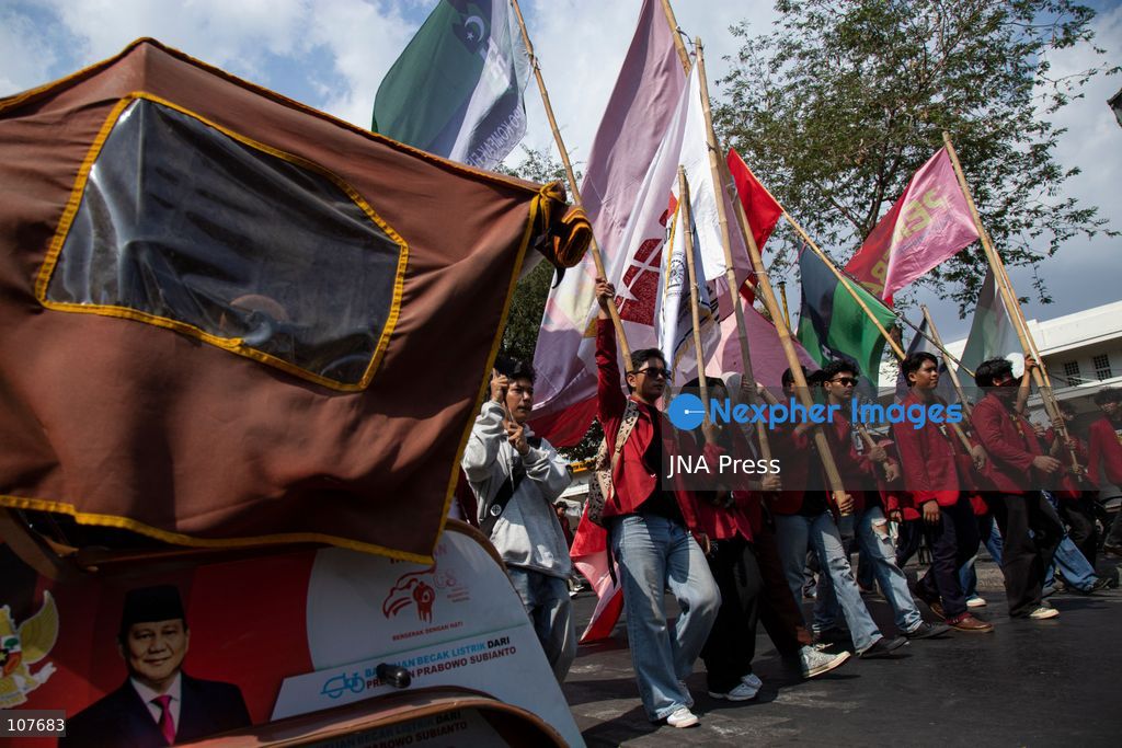 YOGYAKARTA, INDONESIA - OCTOBER 20, 2026: Students gather at the Special Region of Yogyakarta (DIY) Regional People's Representative Council (DPRD) building during a protest against the central government, which has been in office for two years. Students from Muhammadiyah University of Yogyakarta (UMY) later marched to the Zero Kilometer Point in Yogyakarta to voice criticism of government policies they consider controversial and harmful to people's lives. (Photo by Topen Anggara Saputra/JNA Press via Nexpher Images)
