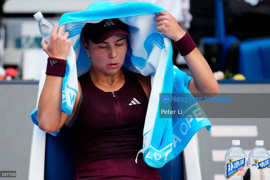 Iva Jovic of the United States in action against Iga Swiatek of Poland during Women's Singles Round of 16 match on day eight of China Open at the National Tennis Center on October 7, 2026 in Beijing, China. (Photo by Peter Li/Nexpher Images)