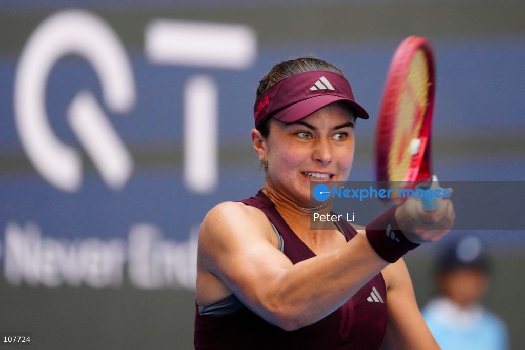 Iva Jovic of the United States in action against Iga Swiatek of Poland during Women's Singles Round of 16 match on day eight of China Open at the National Tennis Center on October 7, 2026 in Beijing, China. (Photo by Peter Li/Nexpher Images)