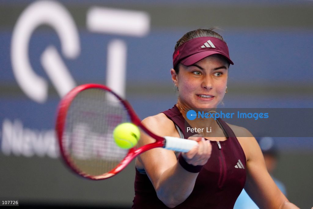 Iva Jovic of the United States in action against Iga Swiatek of Poland during Women's Singles Round of 16 match on day eight of China Open at the National Tennis Center on October 7, 2026 in Beijing, China. (Photo by Peter Li/Nexpher Images)