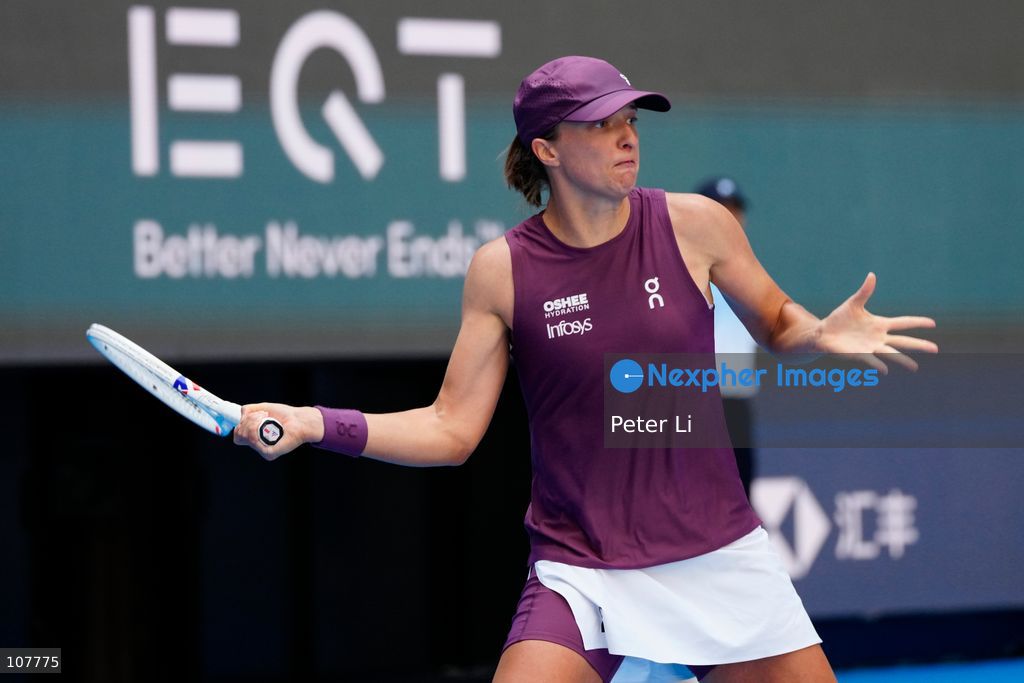 Iga Swiatek of Poland in action against Iva Jovic of the United States during Women's Singles Round of 16 match on day eight of China Open at the National Tennis Center on October 7, 2026 in Beijing, China. (Photo by Peter Li/Nexpher Images)