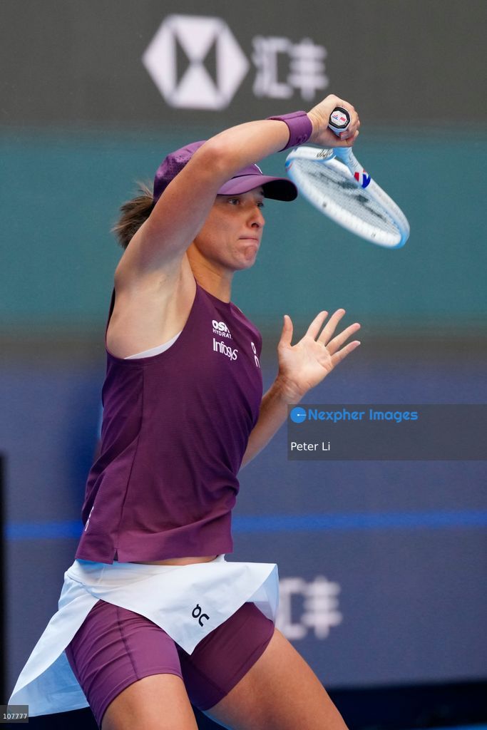 Iga Swiatek of Poland in action against Iva Jovic of the United States during Women's Singles Round of 16 match on day eight of China Open at the National Tennis Center on October 7, 2026 in Beijing, China. (Photo by Peter Li/Nexpher Images)