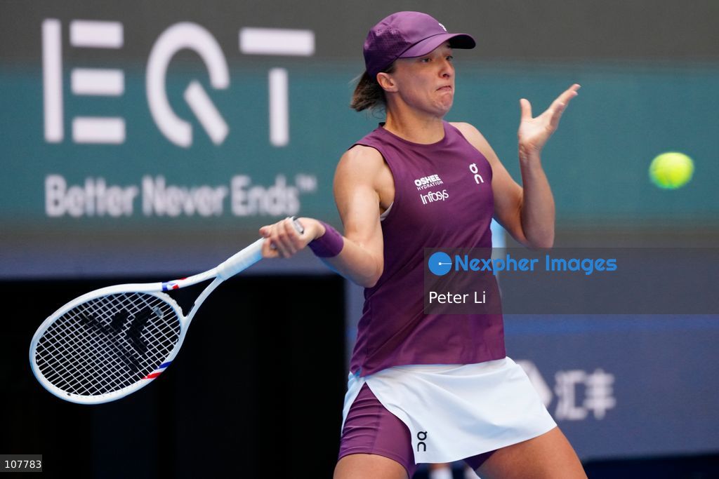 Iga Swiatek of Poland in action against Iva Jovic of the United States during Women's Singles Round of 16 match on day eight of China Open at the National Tennis Center on October 7, 2026 in Beijing, China. (Photo by Peter Li/Nexpher Images)