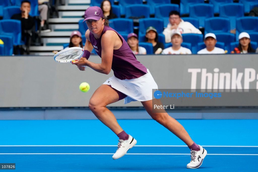 Iga Swiatek of Poland in action against Iva Jovic of the United States during Women's Singles Round of 16 match on day eight of China Open at the National Tennis Center on October 7, 2026 in Beijing, China. (Photo by Peter Li/Nexpher Images)