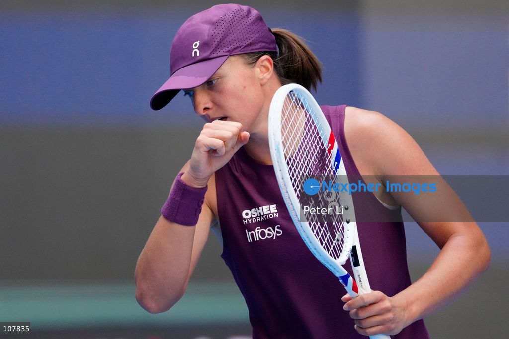 Iga Swiatek of Poland in action against Iva Jovic of the United States during Women's Singles Round of 16 match on day eight of China Open at the National Tennis Center on October 7, 2026 in Beijing, China. (Photo by Peter Li/Nexpher Images)