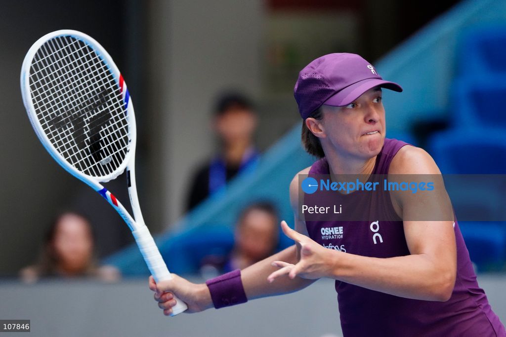 Iga Swiatek of Poland in action against Iva Jovic of the United States during Women's Singles Round of 16 match on day eight of China Open at the National Tennis Center on October 7, 2026 in Beijing, China. (Photo by Peter Li/Nexpher Images)
