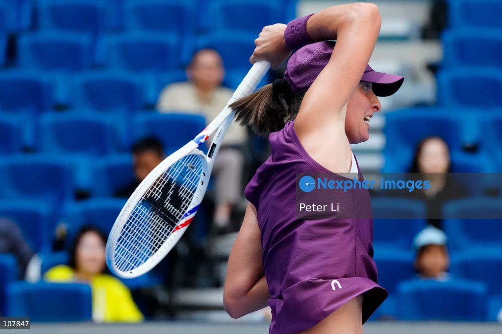 Iga Swiatek of Poland in action against Iva Jovic of the United States during Women's Singles Round of 16 match on day eight of China Open at the National Tennis Center on October 7, 2026 in Beijing, China. (Photo by Peter Li/Nexpher Images)