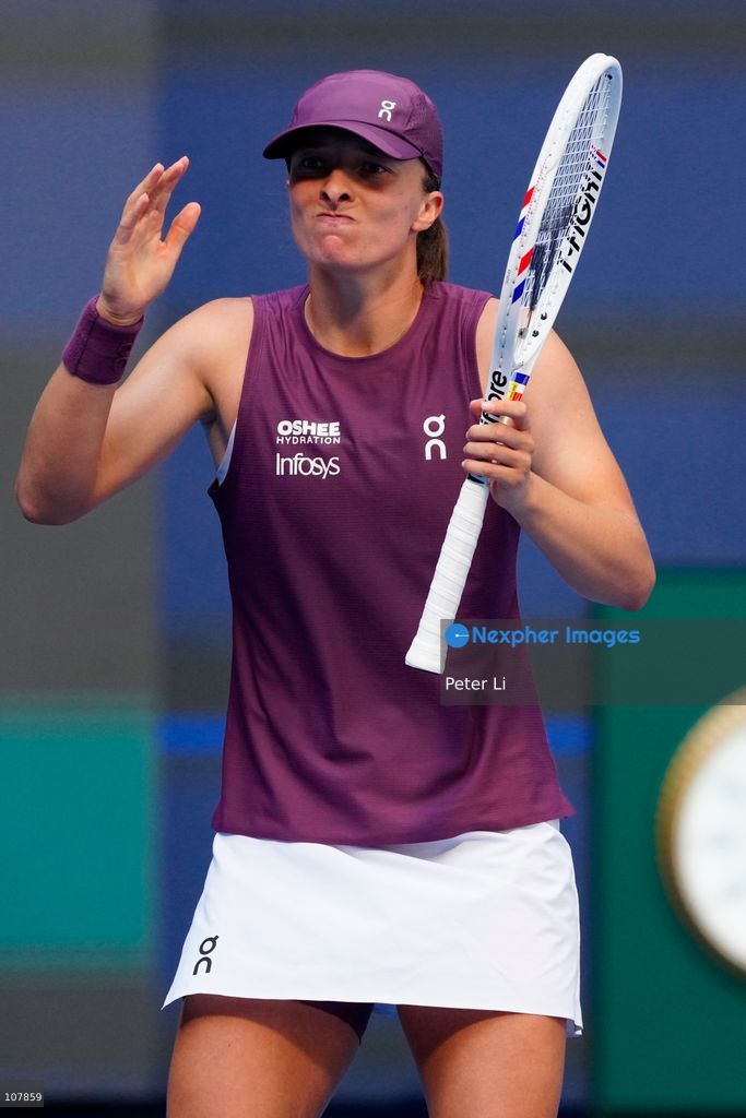 Iga Swiatek of Poland in action against Iva Jovic of the United States during Women's Singles Round of 16 match on day eight of China Open at the National Tennis Center on October 7, 2026 in Beijing, China. (Photo by Peter Li/Nexpher Images)