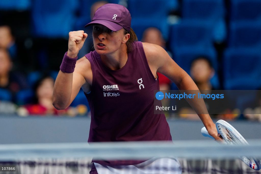Iga Swiatek of Poland in action against Iva Jovic of the United States during Women's Singles Round of 16 match on day eight of China Open at the National Tennis Center on October 7, 2026 in Beijing, China. (Photo by Peter Li/Nexpher Images)