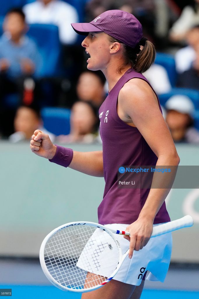 Iga Swiatek of Poland in action against Iva Jovic of the United States during Women's Singles Round of 16 match on day eight of China Open at the National Tennis Center on October 7, 2026 in Beijing, China. (Photo by Peter Li/Nexpher Images)