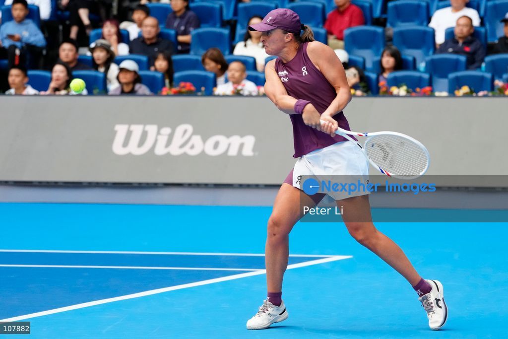 Iga Swiatek of Poland in action against Iva Jovic of the United States during Women's Singles Round of 16 match on day eight of China Open at the National Tennis Center on October 7, 2026 in Beijing, China. (Photo by Peter Li/Nexpher Images)
