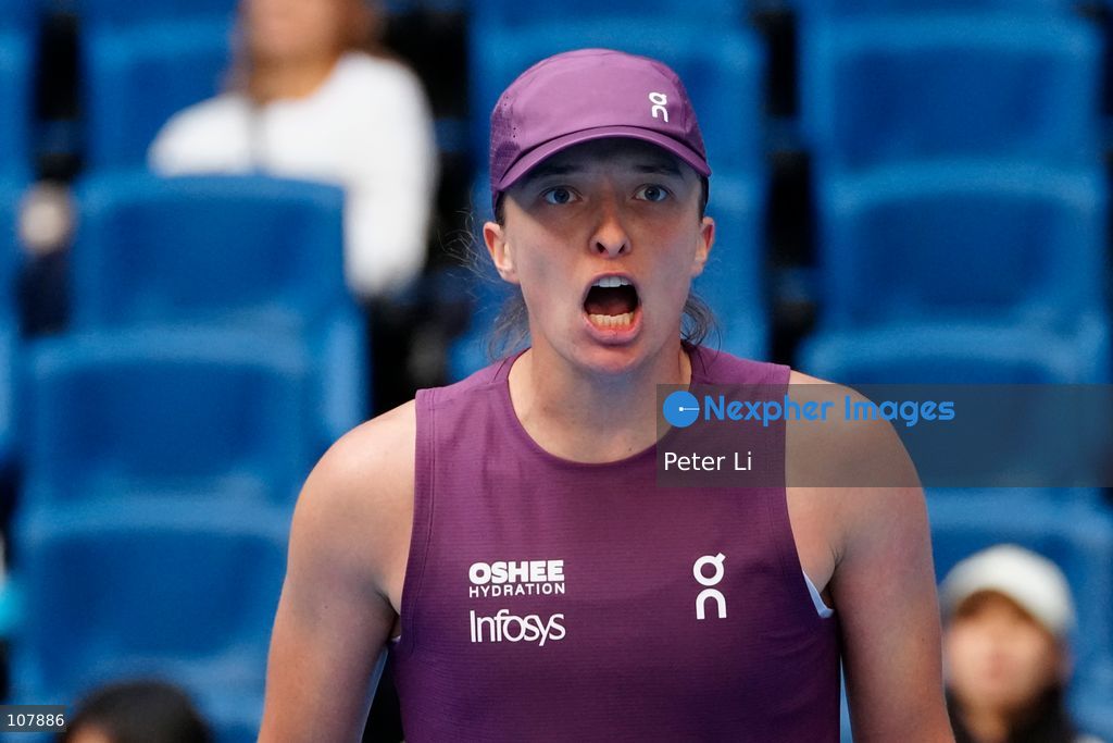 Iga Swiatek of Poland in action against Iva Jovic of the United States during Women's Singles Round of 16 match on day eight of China Open at the National Tennis Center on October 7, 2026 in Beijing, China. (Photo by Peter Li/Nexpher Images)