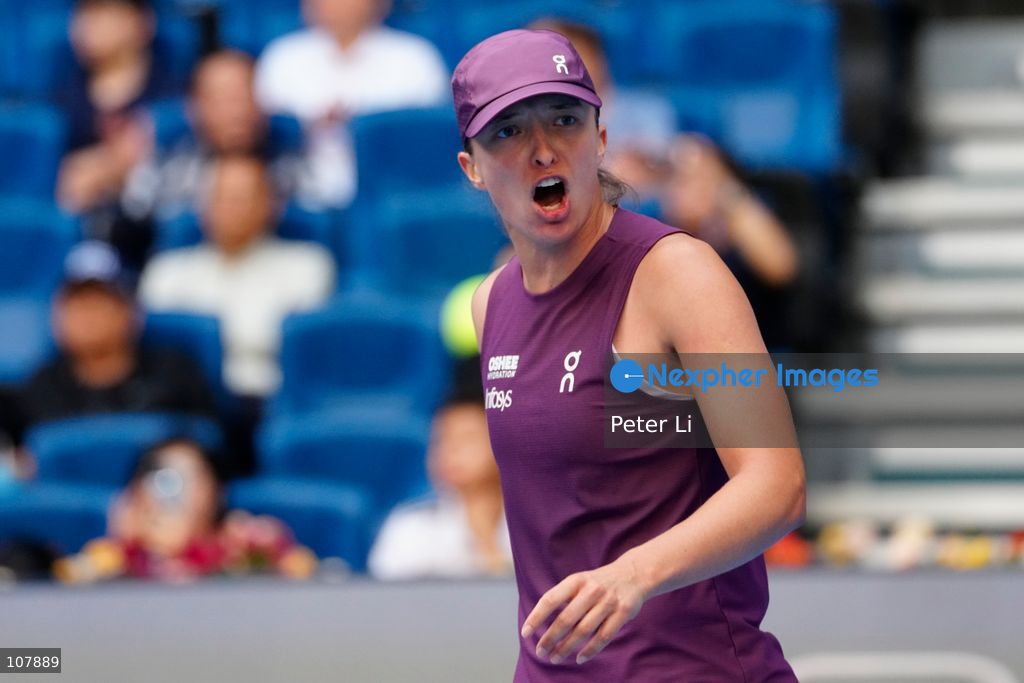 Iga Swiatek of Poland in action against Iva Jovic of the United States during Women's Singles Round of 16 match on day eight of China Open at the National Tennis Center on October 7, 2026 in Beijing, China. (Photo by Peter Li/Nexpher Images)