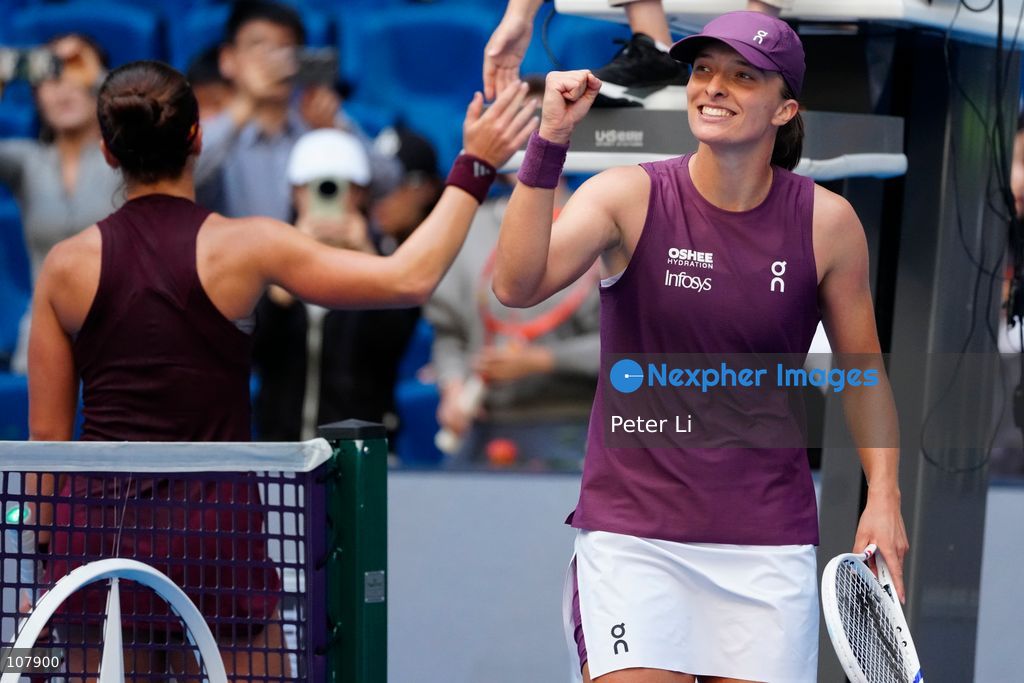 Iga Swiatek of Poland in action against Iva Jovic of the United States during Women's Singles Round of 16 match on day eight of China Open at the National Tennis Center on October 7, 2026 in Beijing, China. (Photo by Peter Li/Nexpher Images)