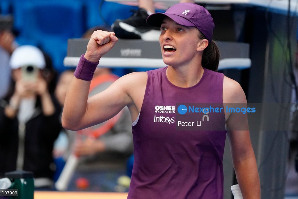 Iga Swiatek of Poland in action against Iva Jovic of the United States during Women's Singles Round of 16 match on day eight of China Open at the National Tennis Center on October 7, 2026 in Beijing, China. (Photo by Peter Li/Nexpher Images)