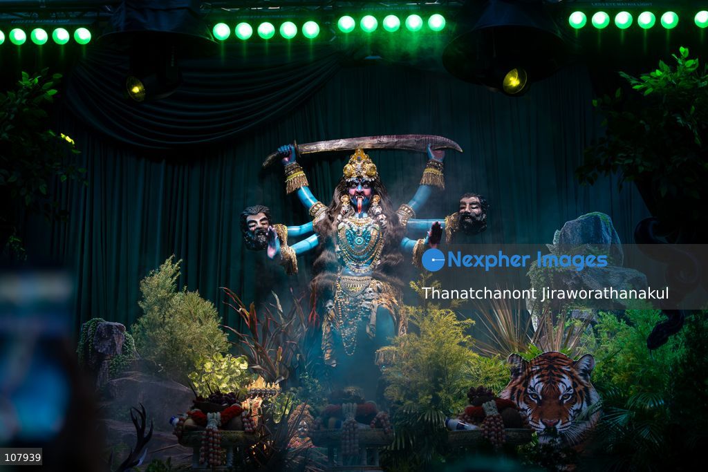 BANGKOK, THAILAND — October 20, 2026: Hindu devotees and members of the public gather along Silom Road for the annual Navaratri procession at Sri Maha Mariamman Temple, widely known as Wat Khaek. The procession marking Vijayadashami features religious ceremonies and traditional displays, reflecting the Hindu community’s faith and cultural heritage in Thailand. (Photo by Thanatchanont Jiraworathanakul/Nexpher Images)