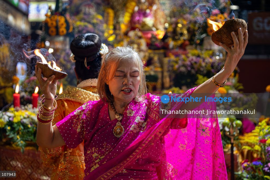 BANGKOK, THAILAND — October 20, 2026: Hindu devotees and members of the public gather along Silom Road for the annual Navaratri procession at Sri Maha Mariamman Temple, widely known as Wat Khaek. The procession marking Vijayadashami features religious ceremonies and traditional displays, reflecting the Hindu community’s faith and cultural heritage in Thailand. (Photo by Thanatchanont Jiraworathanakul/Nexpher Images)