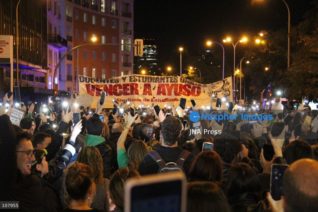 MADRID, SPAIN, OCTOBER 20, 2026: Teachers demonstrate against police interventions during previous education protests in Madrid. The march takes place amid an indefinite public education strike demanding better working conditions and increased resources for schools. (Photo by Alejandro Daniel Arnautu/JNA Press via Nexpher Images)