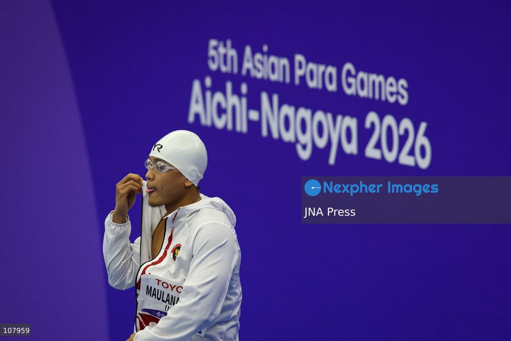 NAGOYA, JAPAN, OCTOBER 20, 2026: Indonesia’s Maulana Rifky Yavianda takes part in the men’s 100-metre backstroke S12 event and medal ceremony at the Asian Para Games Aichi-Nagoya 2026 at Nagoya City General Gymnasium. Rifky wins gold in 1:03.07, setting an Asian record and securing his second gold medal of the Games. (Photo by Dwi Prasetya/JNA Press via Nexpher Images)