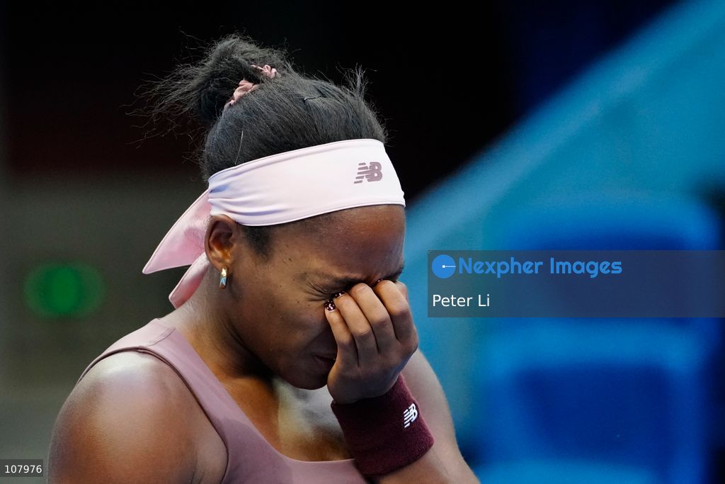Coco Gauff of the United States in action against Elise Mertens of Belgium during Women's Singles Round of 16 match on day eight of China Open at the National Tennis Center on October 7, 2026 in Beijing, China. (Photo by Peter Li/Nexpher Images)