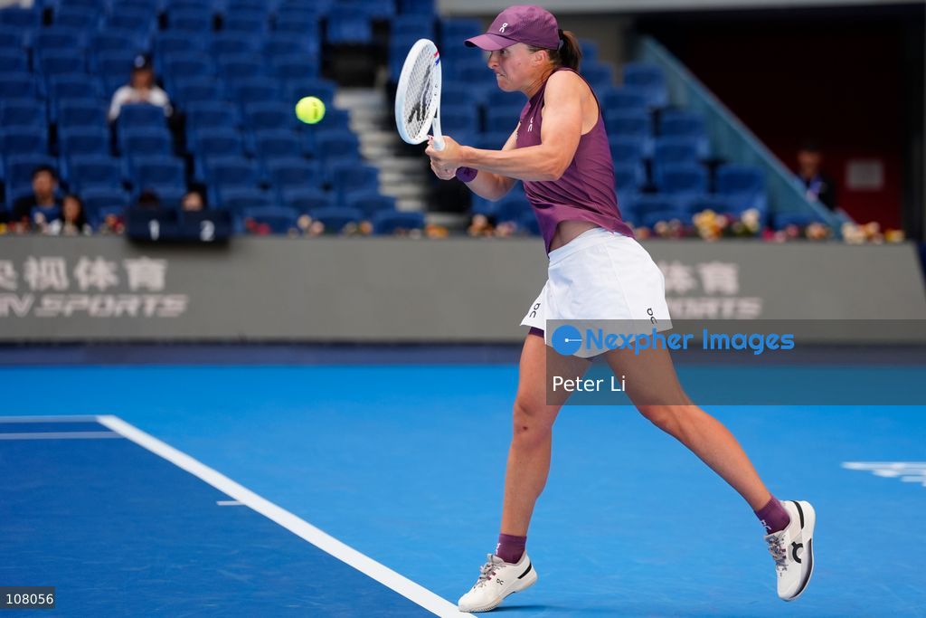 Iga Swiatek of Poland in action against Iva Jovic of the United States during Women's Singles Round of 16 match on day eight of China Open at the National Tennis Center on October 7, 2026 in Beijing, China. (Photo by Peter Li/Nexpher Images)