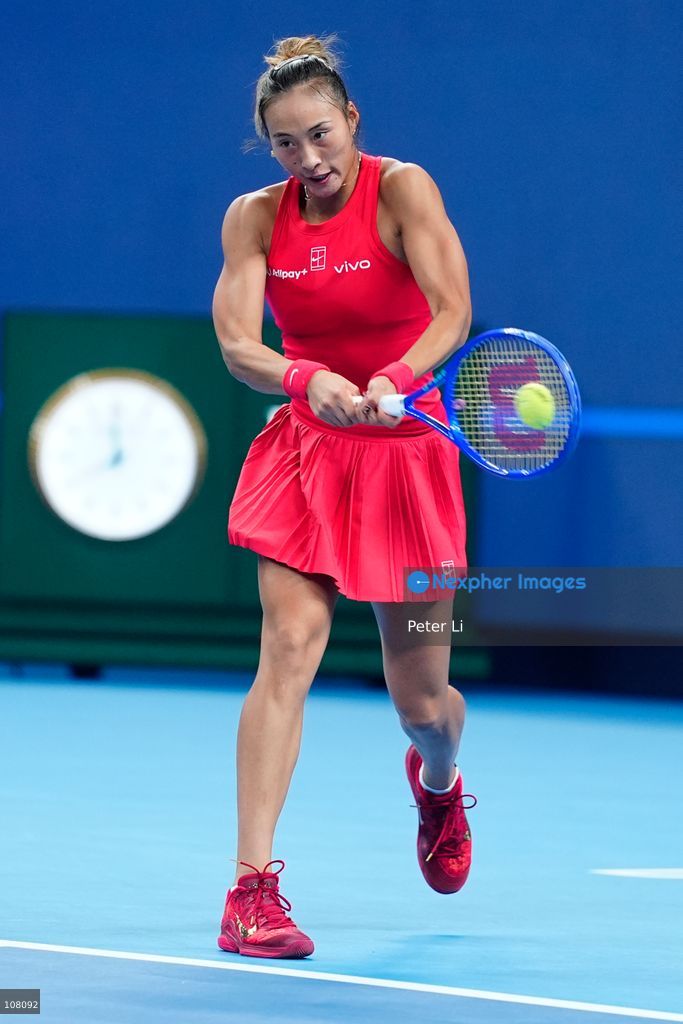 Qinwen Zheng of China in action against Alina Charaeva of Armenia during Women's Singles Round of 16 match on day eight of China Open at the National Tennis Center on October 7, 2026 in Beijing, China. (Photo by Peter Li/Nexpher Images)