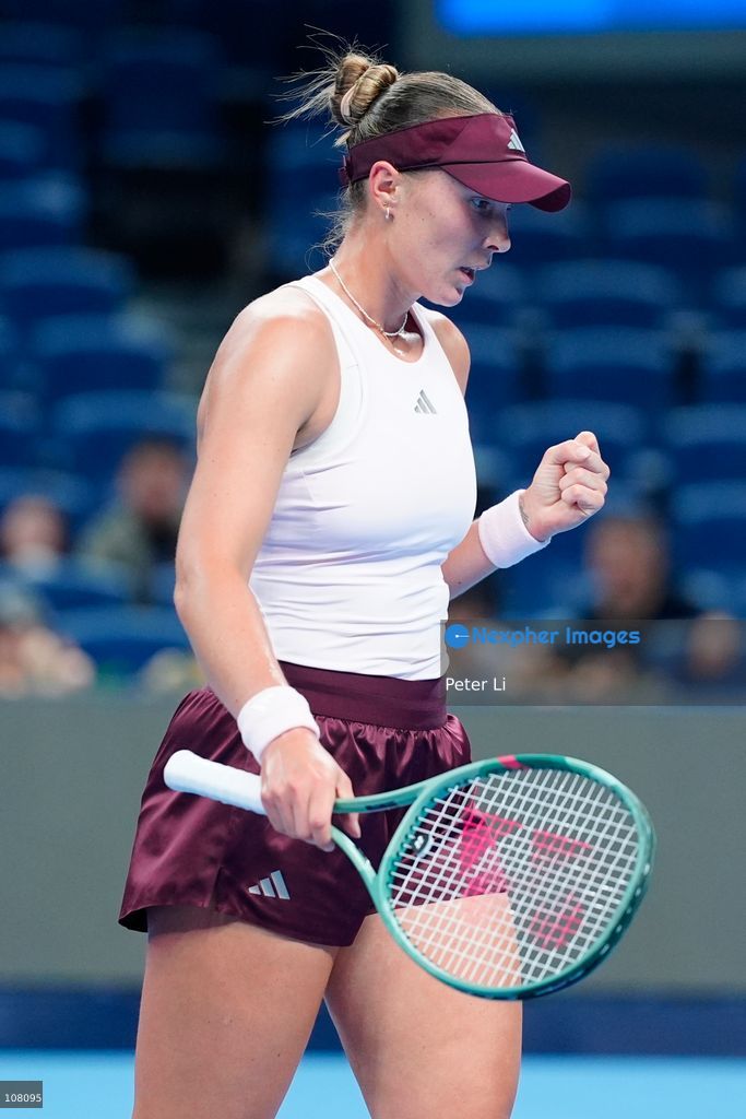Alina Charaeva of Armenia in action against Qinwen Zheng of China during Women's Singles Round of 16 match on day eight of China Open at the National Tennis Center on October 7, 2026 in Beijing, China. (Photo by Peter Li/Nexpher Images)