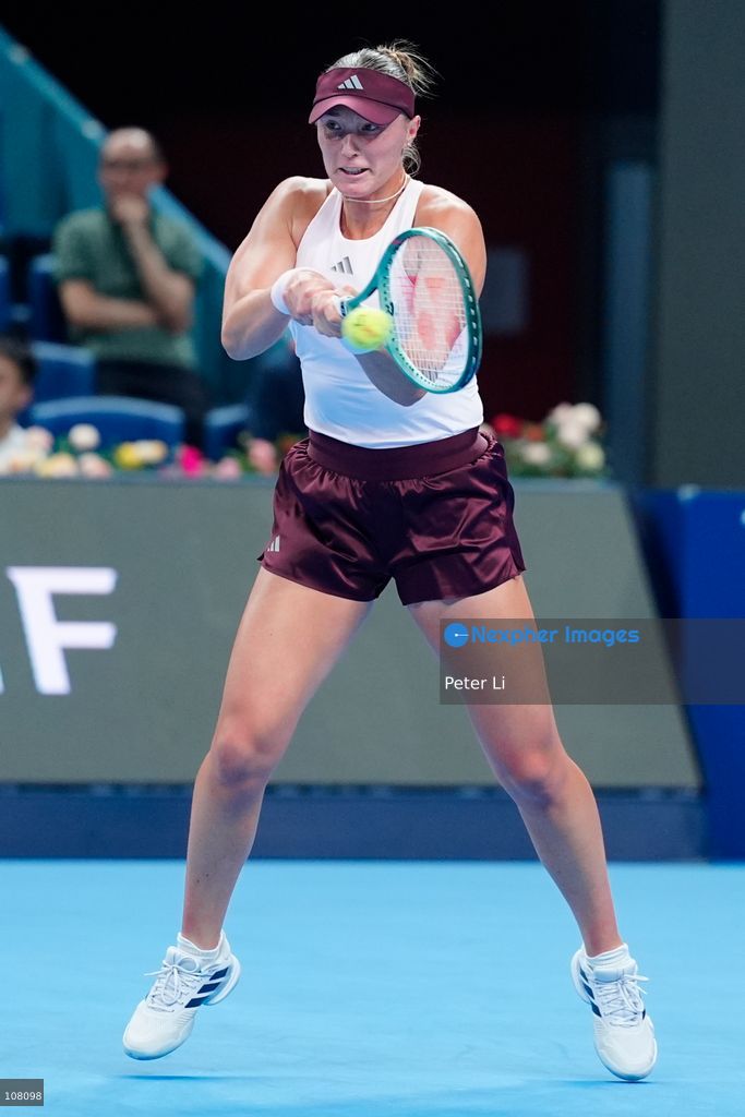 Alina Charaeva of Armenia in action against Qinwen Zheng of China during Women's Singles Round of 16 match on day eight of China Open at the National Tennis Center on October 7, 2026 in Beijing, China. (Photo by Peter Li/Nexpher Images)