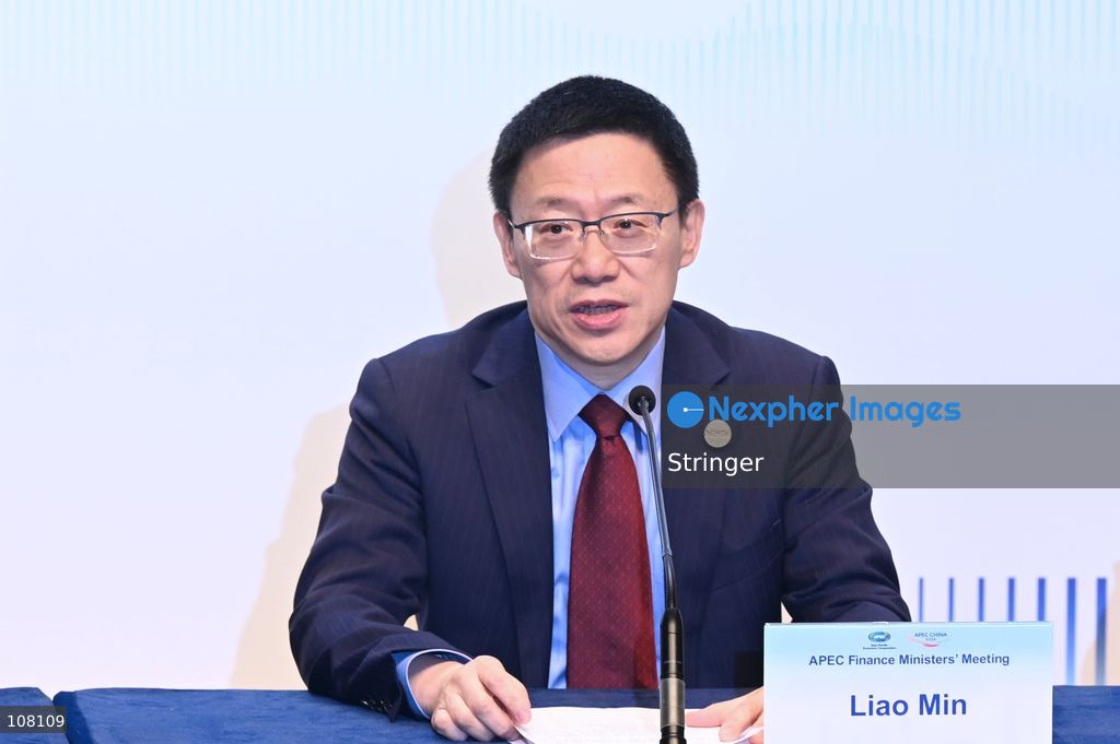 Liao Min, China's Vice-Finance Minister speaking at Press Conference during APEC Finance Ministers' Meeting on October 21, 2026 in Hong Kong. (Photo by Stringer/Nexpher Images)