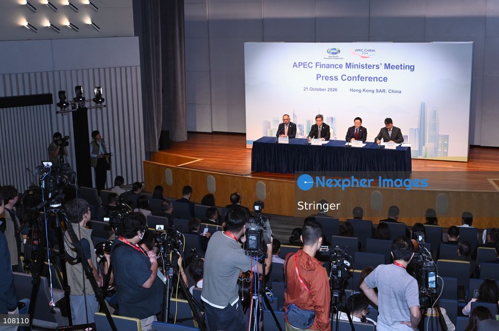 Lan Fo'an, China's Finance Minister, Liao Min, China's Vice-Finance Minister attend Press Conference during APEC Finance Ministers' Meeting on October 21, 2026 in Hong Kong. (Photo by Stringer/Nexpher Images)