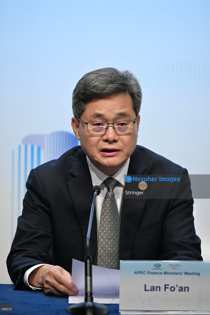 Lan Fo'an, China's Finance Minister speaking at Press Conference during APEC Finance Ministers' Meeting on October 21, 2026 in Hong Kong. (Photo by Stringer/Nexpher Images)