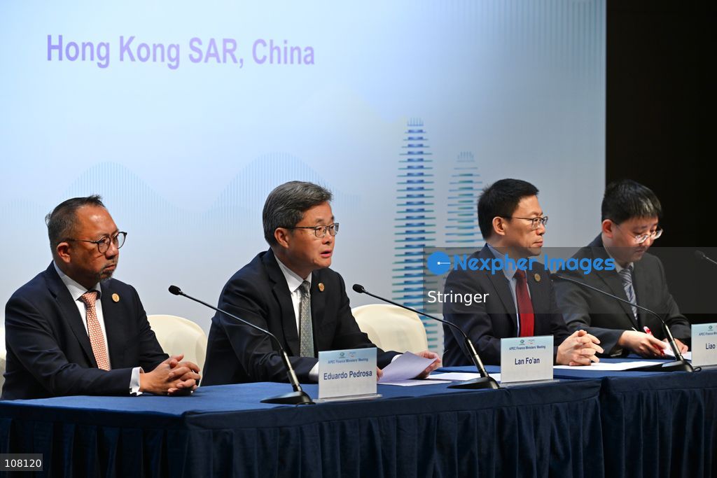 Lan Fo'an, China's Finance Minister speaking at Press Conference during APEC Finance Ministers' Meeting on October 21, 2026 in Hong Kong. (Photo by Stringer/Nexpher Images)