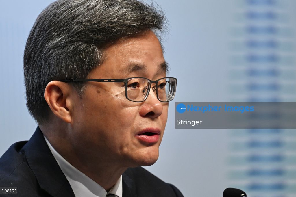 Lan Fo'an, China's Finance Minister speaking at Press Conference during APEC Finance Ministers' Meeting on October 21, 2026 in Hong Kong. (Photo by Stringer/Nexpher Images)