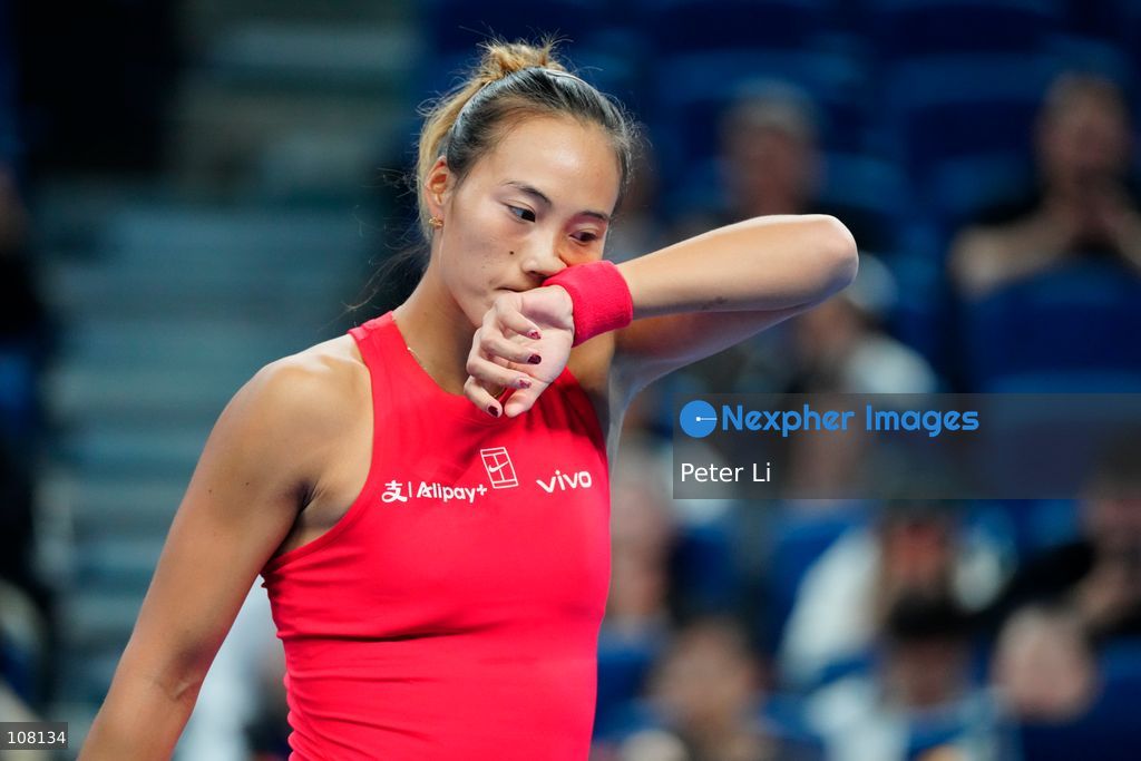 Qinwen Zheng of China in action against Alina Charaeva of Armenia during Women's Singles Round of 16 match on day eight of China Open at the National Tennis Center on October 7, 2026 in Beijing, China. (Photo by Peter Li/Nexpher Images)