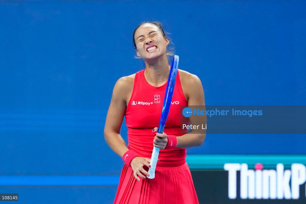 Qinwen Zheng of China in action against Alina Charaeva of Armenia during Women's Singles Round of 16 match on day eight of China Open at the National Tennis Center on October 7, 2026 in Beijing, China. (Photo by Peter Li/Nexpher Images)