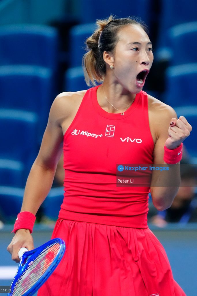 Qinwen Zheng of China in action against Alina Charaeva of Armenia during Women's Singles Round of 16 match on day eight of China Open at the National Tennis Center on October 7, 2026 in Beijing, China. (Photo by Peter Li/Nexpher Images)
