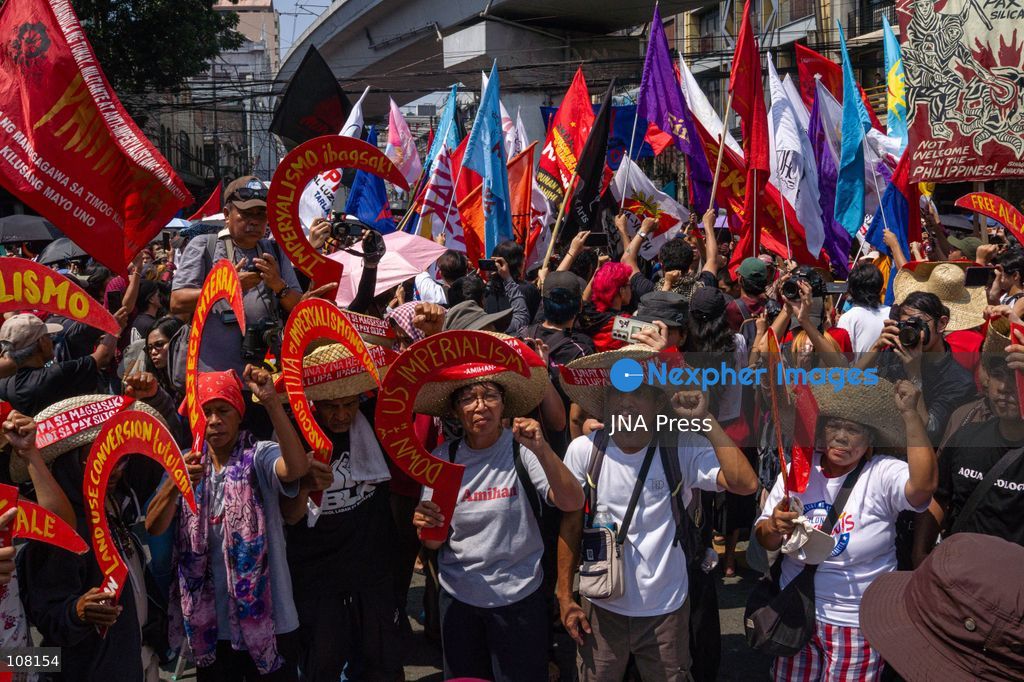 MANILA, PHILIPPINES - OCTOBER 21, 2026: Farmers and agricultural workers march toward the Mendiola Peace Arch, near the presidential palace, to call for agrarian reform during Peasant Month, observed every October in the Philippines. Protesters, including farmers from Central Luzon, are asking the government for aid as they face the effects of climate change and rising food demand. (Photo by Charles Edmon S. Perez/JNA Press via Nexpher Images)