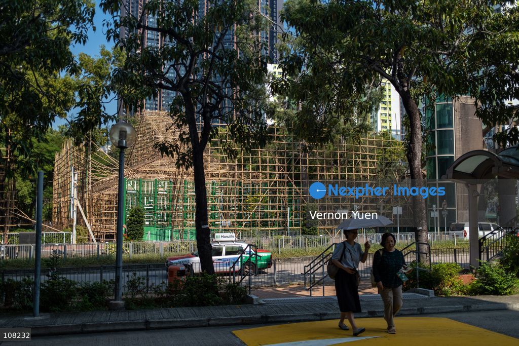 A general view showing a bamboo scaffolding theater under construction on October 21, 2026 in Hong Kong. (Photo by Vernon Yuen/Nexpher Images)
