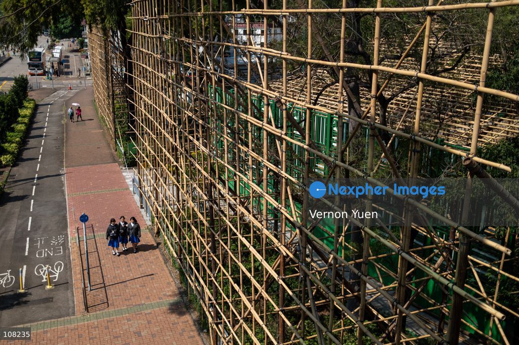A general view showing a bamboo scaffolding theater under construction on October 21, 2026 in Hong Kong. (Photo by Vernon Yuen/Nexpher Images)
