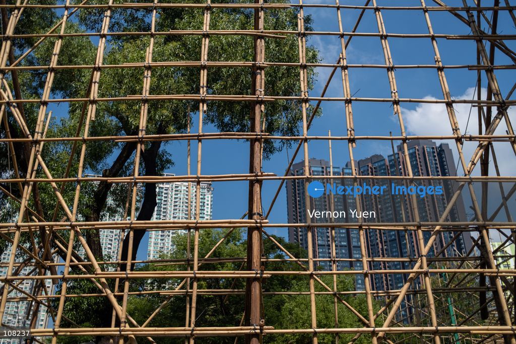 A general view showing a bamboo scaffolding theater under construction on October 21, 2026 in Hong Kong. (Photo by Vernon Yuen/Nexpher Images)